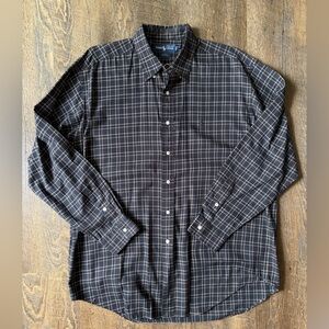 VTG Ralph Lauren Long Sleeve Blake Cotton Button Down Shirt, Large, Black